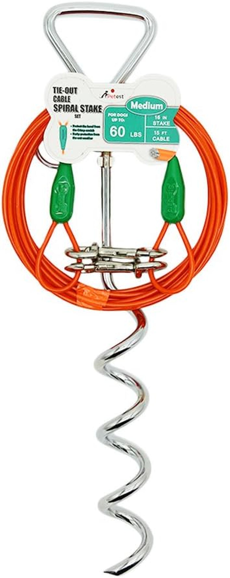 15Ft Reflective Tie-Out Cable for Large Dogs up to 90 Pounds