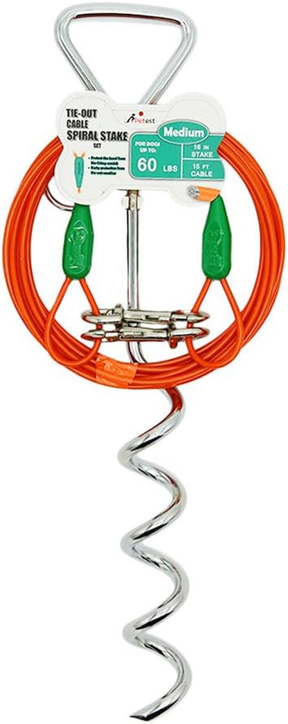 15Ft Reflective Tie-Out Cable for Large Dogs up to 90 Pounds