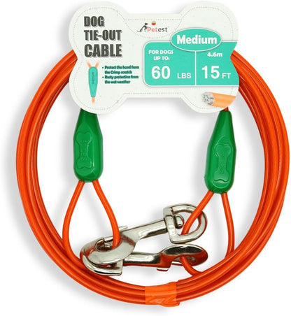 15Ft Reflective Tie-Out Cable for Large Dogs up to 90 Pounds
