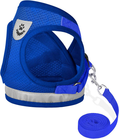 Cat Harnesses and Puppy Harness with Leashes Set, Escape Proof Cat Harness, Adjustable Reflective Soft Mesh Vest Fit Puppy Kitten Rabbit Ferrets'S Outdoor Harness
