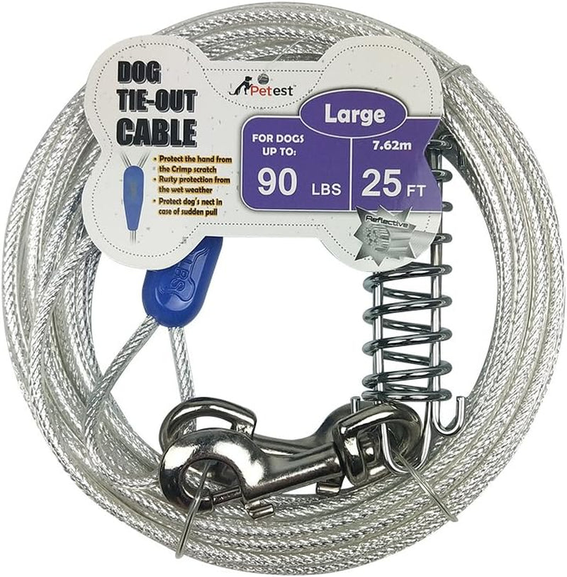 15Ft Reflective Tie-Out Cable for Large Dogs up to 90 Pounds