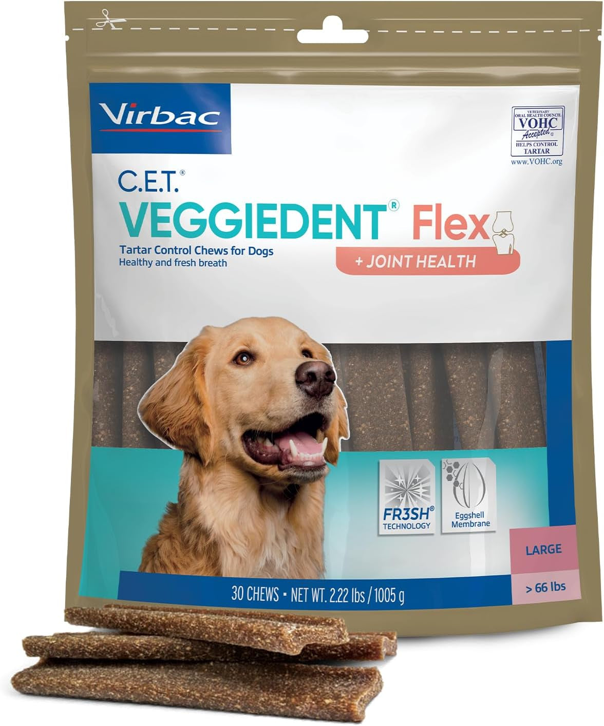 C.E.T. VEGGIEDENT Flex Tartar Control Chews for Dogs - Extra Small