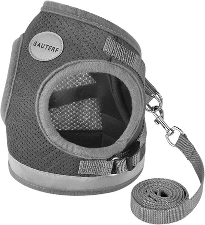 Cat Harnesses and Puppy Harness with Leashes Set, Escape Proof Cat Harness, Adjustable Reflective Soft Mesh Vest Fit Puppy Kitten Rabbit Ferrets'S Outdoor Harness