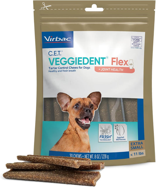 C.E.T. VEGGIEDENT Flex Tartar Control Chews for Dogs - Extra Small