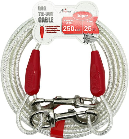15Ft Reflective Tie-Out Cable for Large Dogs up to 90 Pounds