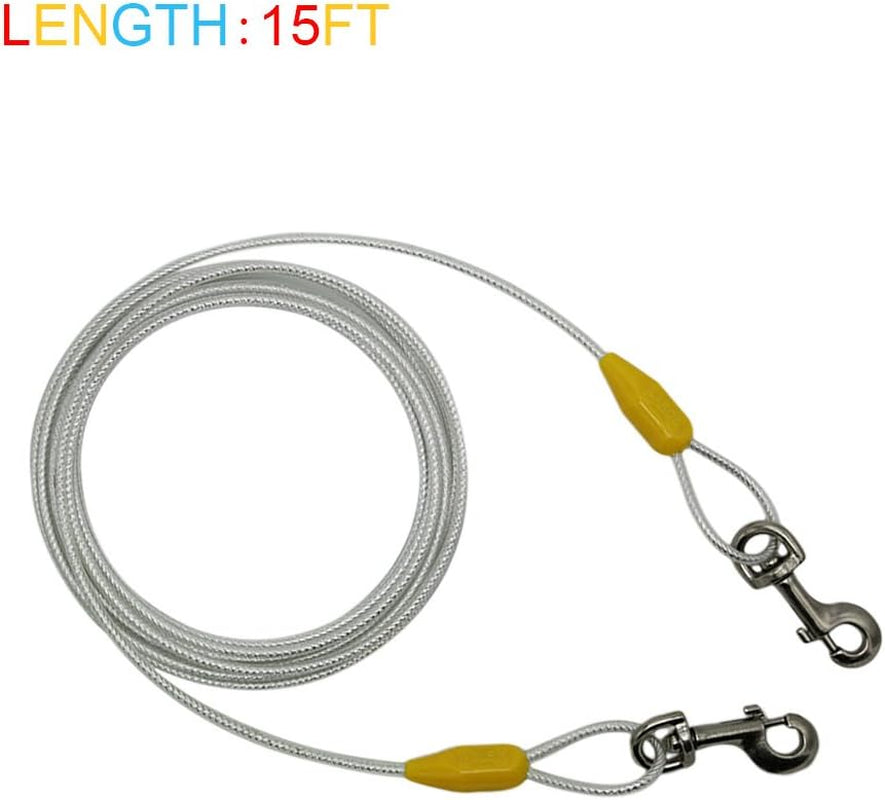 15Ft Reflective Tie-Out Cable for Large Dogs up to 90 Pounds