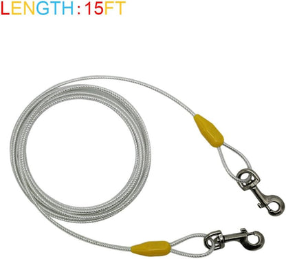 15Ft Reflective Tie-Out Cable for Large Dogs up to 90 Pounds