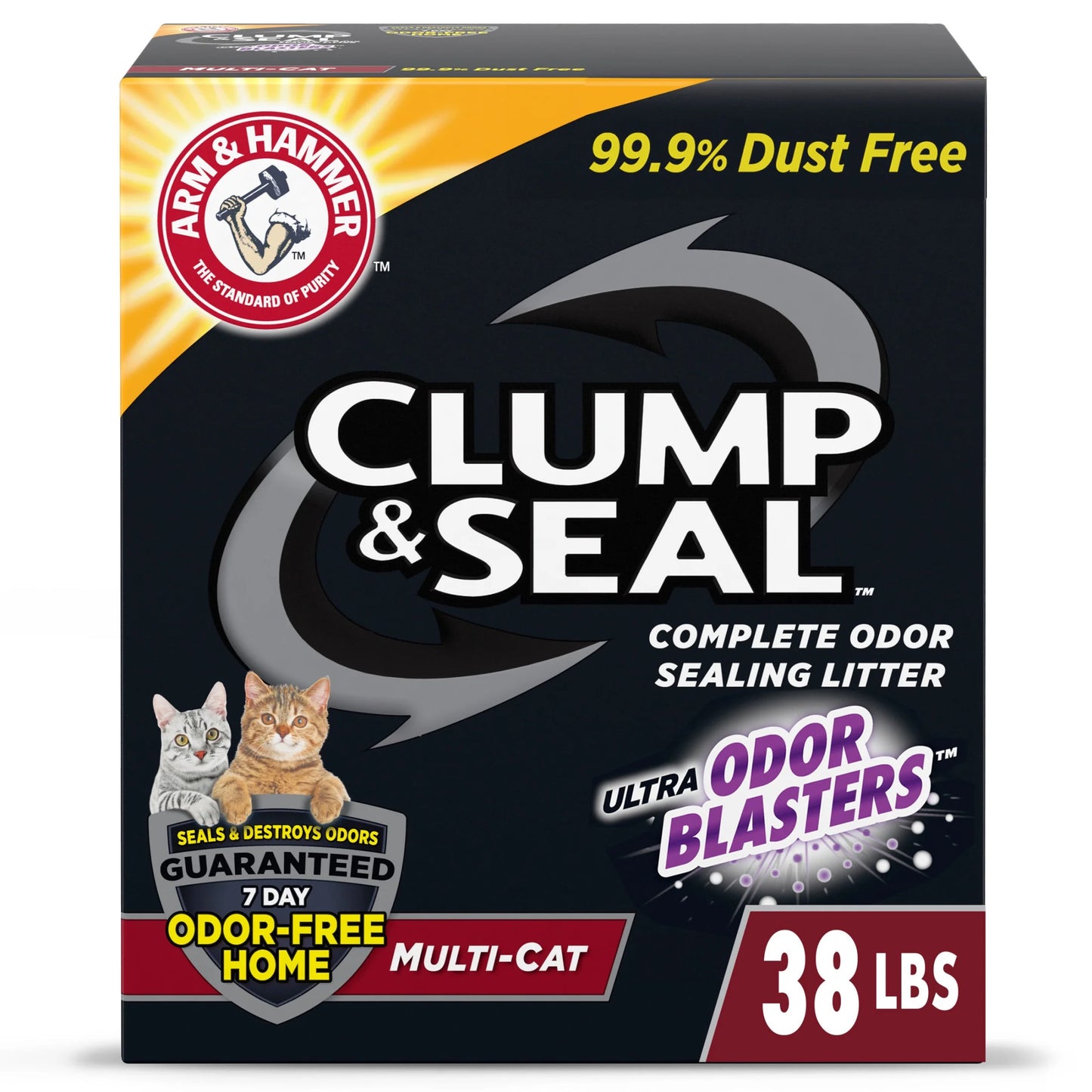 (3 Pack)  Clump & Seal Cat Litter Multi-Cat Complete Odor Sealing Clay Clumping Cat Litter, 38 Lb
