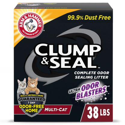 (3 Pack)  Clump & Seal Cat Litter Multi-Cat Complete Odor Sealing Clay Clumping Cat Litter, 38 Lb