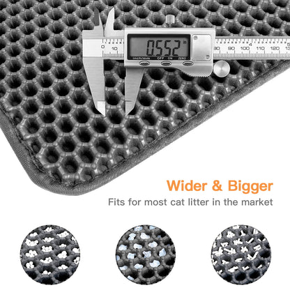 Cat Litter Mat - 25"X15" Honeycomb Double Layer, Urine Waterproof, and Easy to Clean