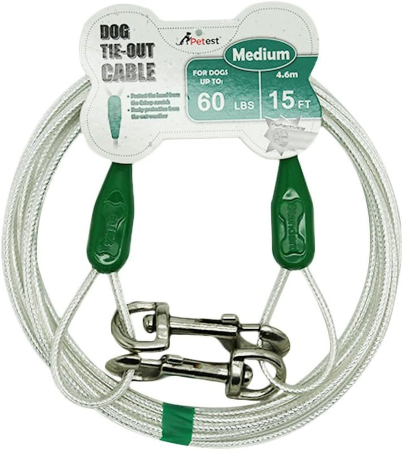15Ft Reflective Tie-Out Cable for Large Dogs up to 90 Pounds