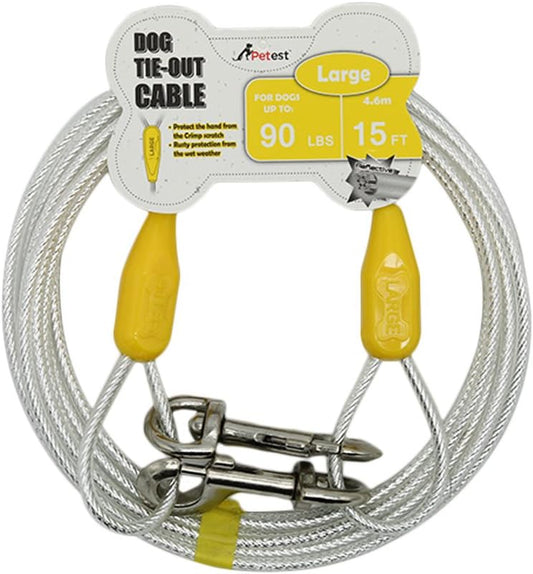 15Ft Reflective Tie-Out Cable for Large Dogs up to 90 Pounds