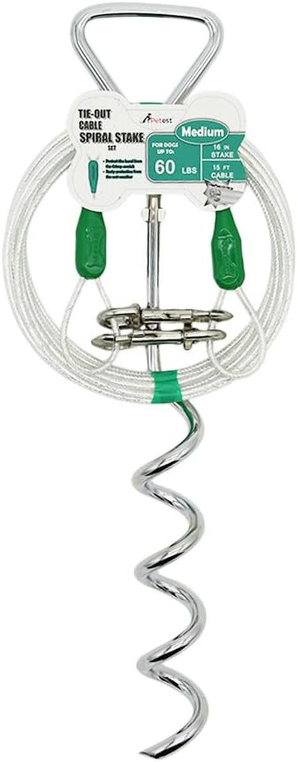15Ft Reflective Tie-Out Cable for Large Dogs up to 90 Pounds