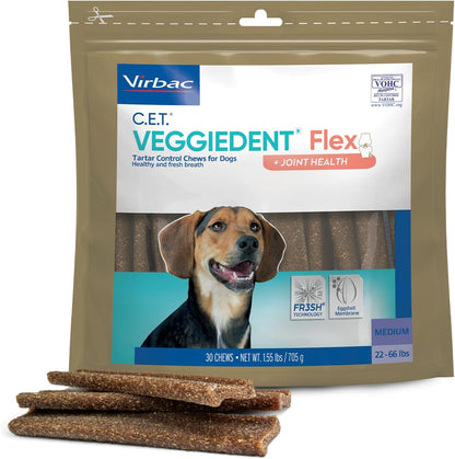 C.E.T. VEGGIEDENT Flex Tartar Control Chews for Dogs - Extra Small