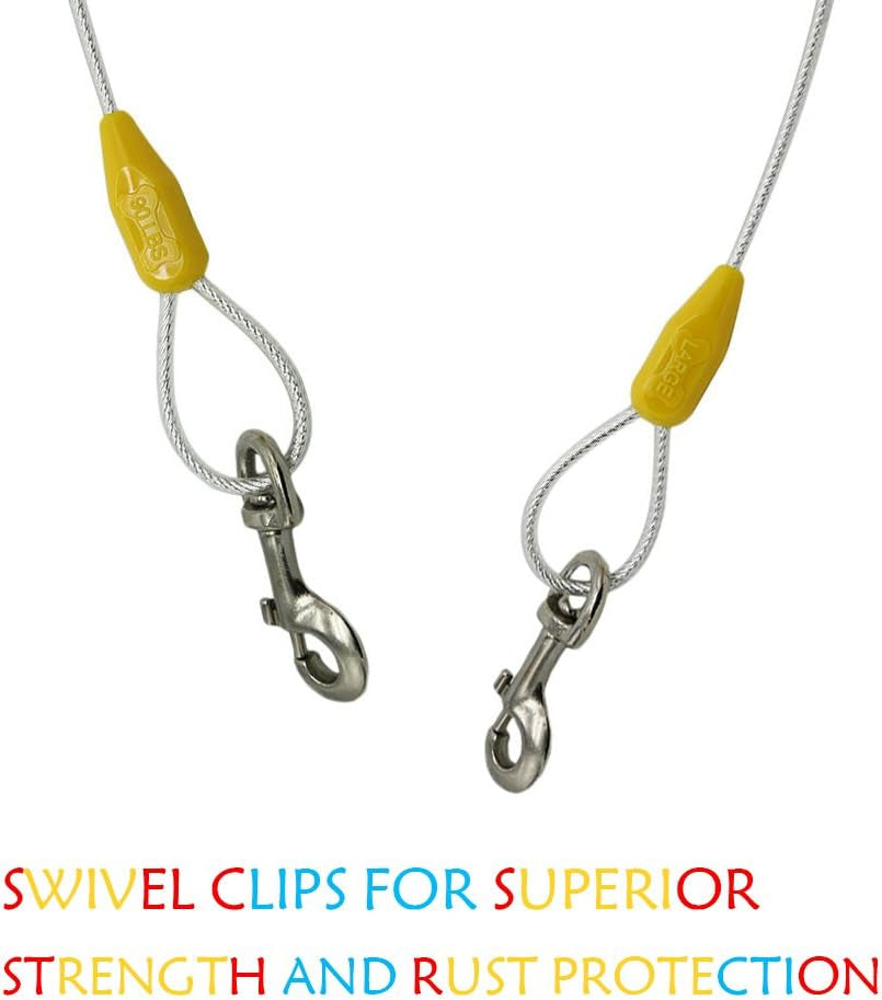 15Ft Reflective Tie-Out Cable for Large Dogs up to 90 Pounds