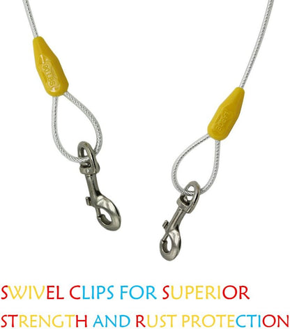 15Ft Reflective Tie-Out Cable for Large Dogs up to 90 Pounds