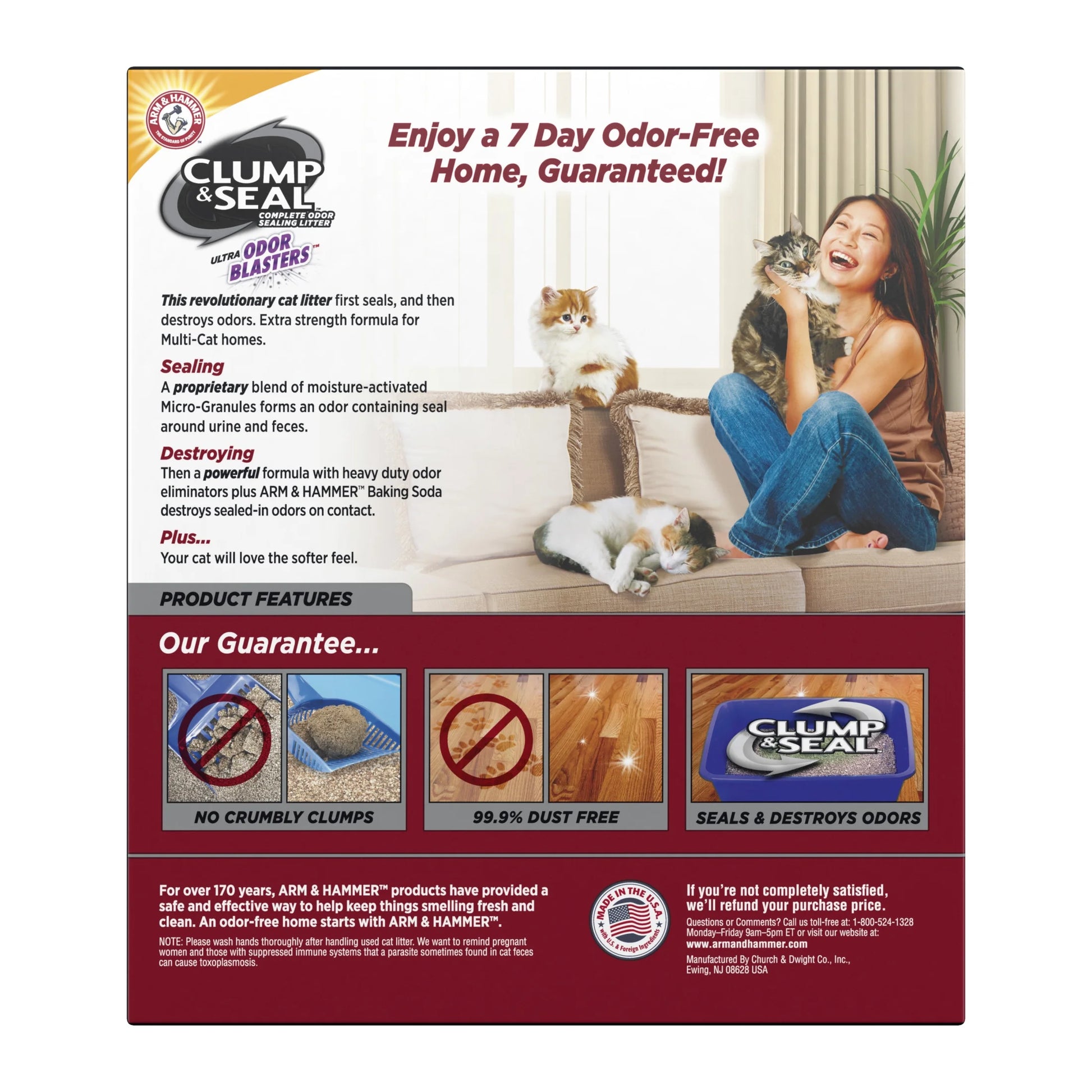 (3 Pack)  Clump & Seal Cat Litter Multi-Cat Complete Odor Sealing Clay Clumping Cat Litter, 38 Lb