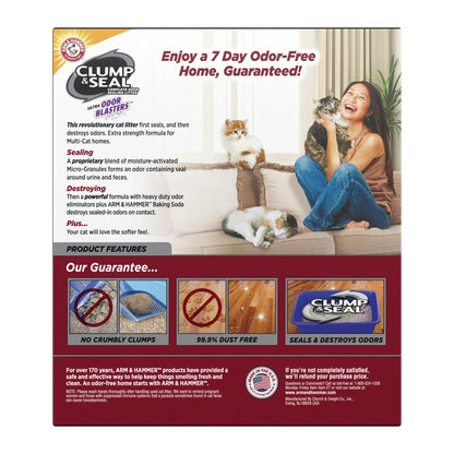 (3 Pack)  Clump & Seal Cat Litter Multi-Cat Complete Odor Sealing Clay Clumping Cat Litter, 38 Lb