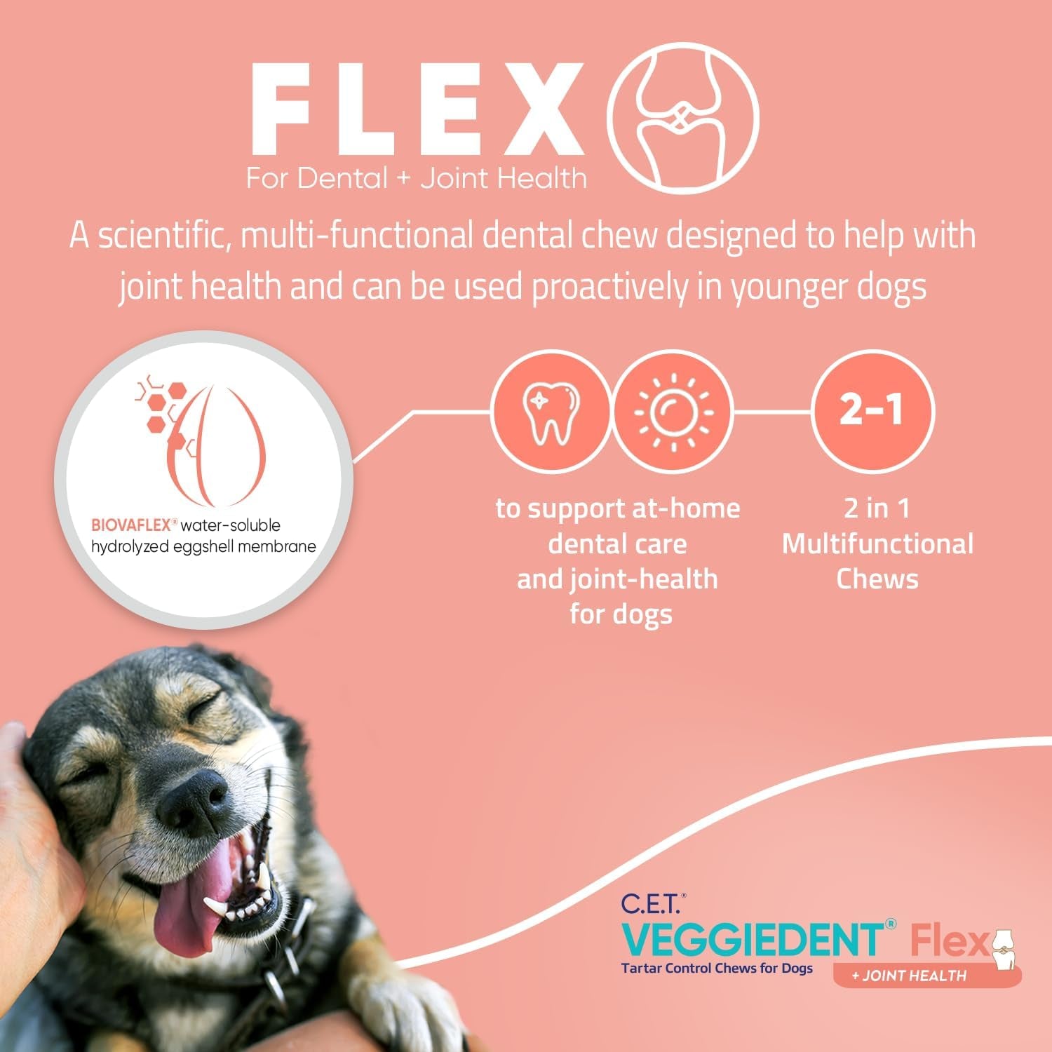 C.E.T. VEGGIEDENT Flex Tartar Control Chews for Dogs - Extra Small