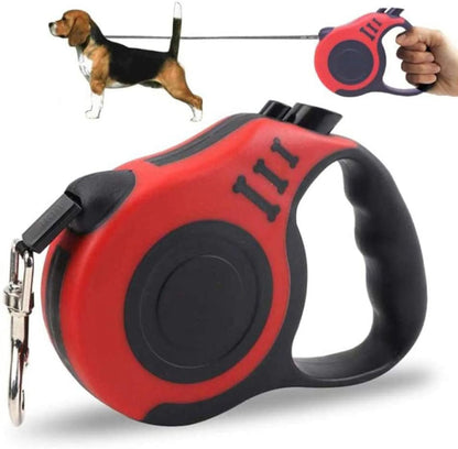 Retractable Dog Leash, Pet Walking Leash with Anti-Slip Handle, Strong Nylon Tape, Tangle-Free, One-Handed One Button Lock & Release, Suitable for Small Medium Dog Cat,16 Ft, Red
