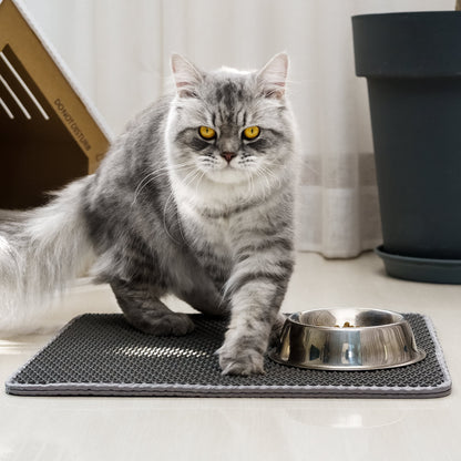 Cat Litter Mat - 25"X15" Honeycomb Double Layer, Urine Waterproof, and Easy to Clean