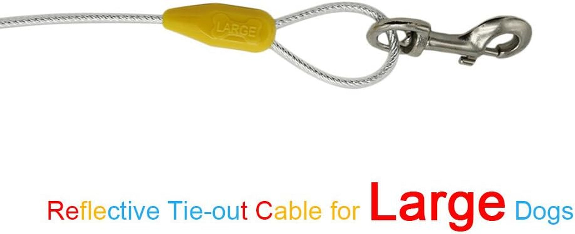 15Ft Reflective Tie-Out Cable for Large Dogs up to 90 Pounds