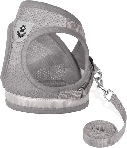 Cat Harnesses and Puppy Harness with Leashes Set, Escape Proof Cat Harness, Adjustable Reflective Soft Mesh Vest Fit Puppy Kitten Rabbit Ferrets'S Outdoor Harness