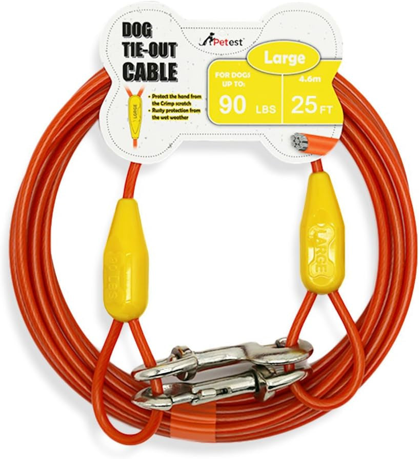 15Ft Reflective Tie-Out Cable for Large Dogs up to 90 Pounds